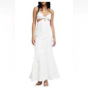 New Significant Other Anica Cut-out Linen Maxi Dress